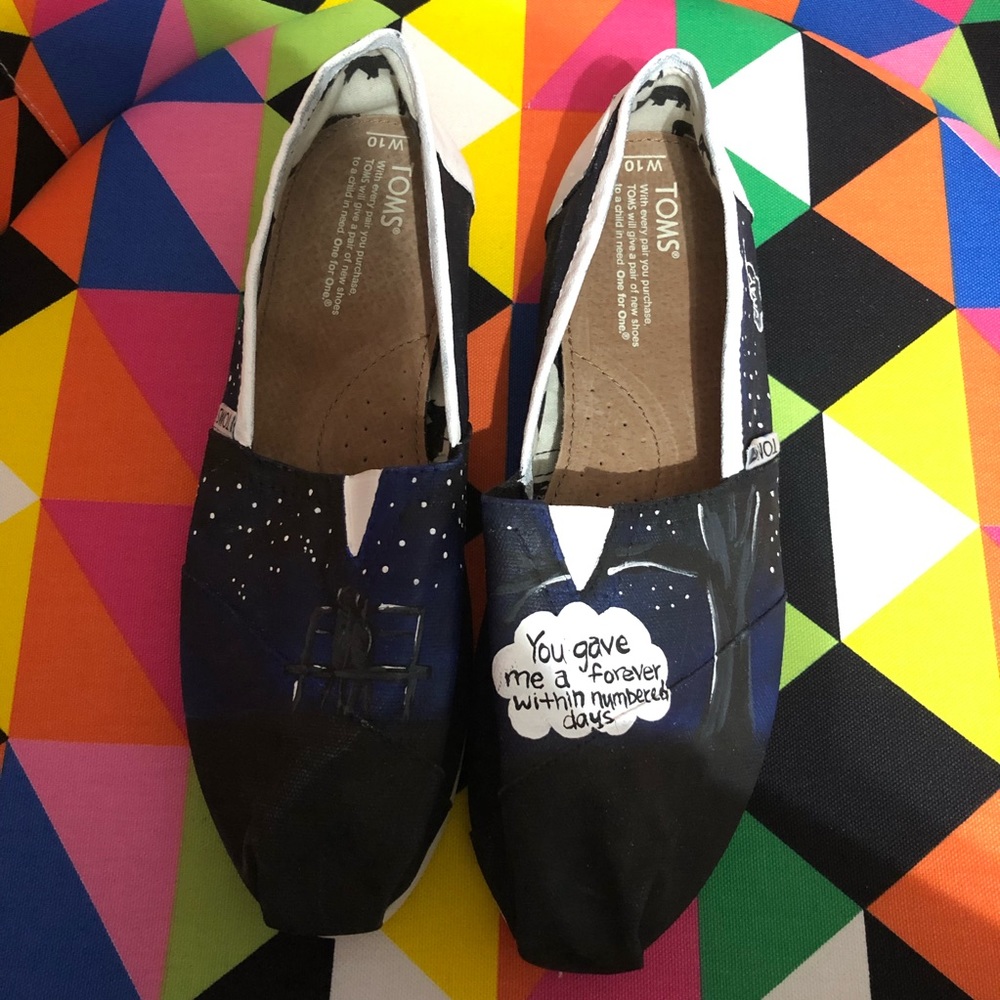 Custom painted Fault in Our Stars Toms Shoes